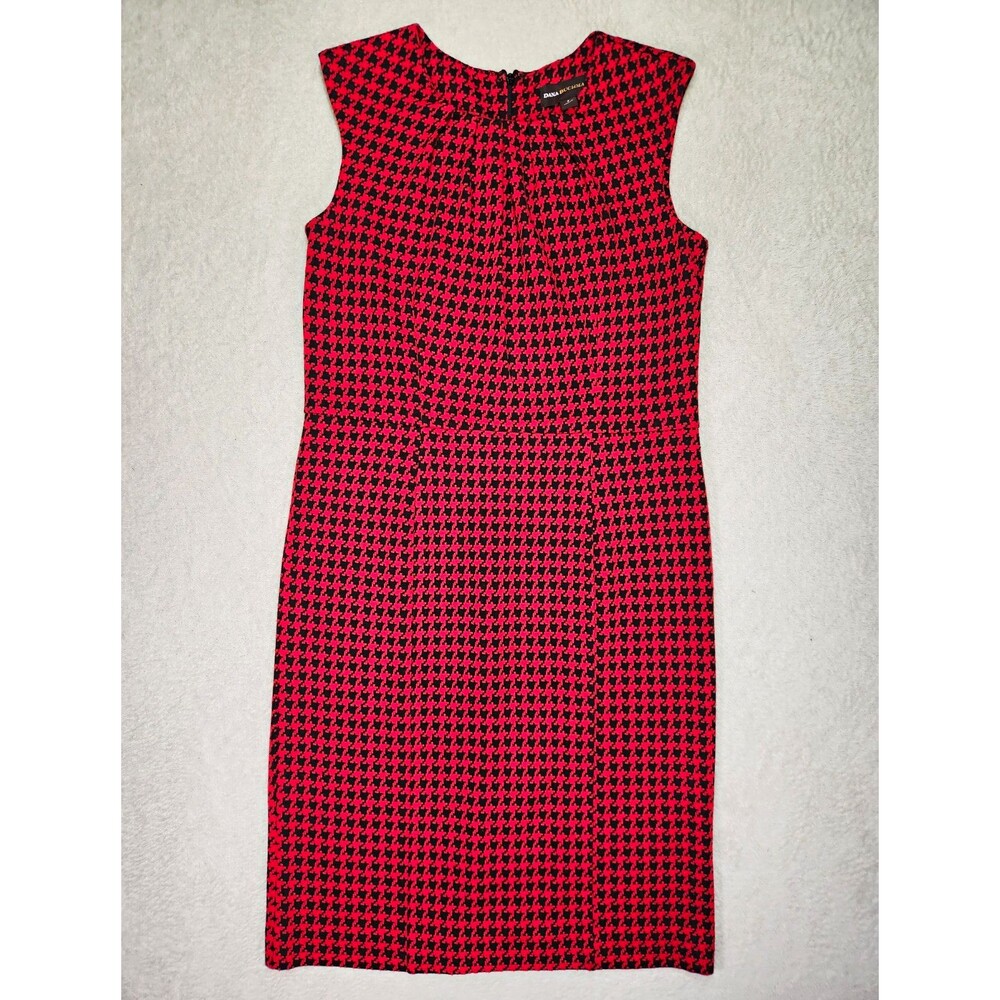 Dana Buchman Sleeveless Dress Women's 6 Mid Length Office Houndstooth Pleated